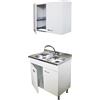 GI.MAR+APELL Mobile Cucina Bianco 80 cm con Lavello 2 Vasche e Colapiatti