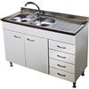 GI.MAR+APELL Mobile Cucina Bianco 120 cm con Lavello Inox 2 Vasche