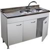 GI.MAR+APELL Mobile Cucina 3 Ante Bianco Cm.120 Completo Di Lavello Inox 2 Vasche a destra
