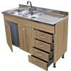 GI.MAR+APELL Sottolavello Rovere 120 Cm 2 Ante 4 Cassetti Con Lavello Inox