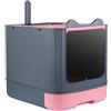 HUOLE Grande lettiera per gatti e conigli, autopulente automatica, in acciaio inox, 44,5 x 36,5 x 34,5 cm, rosa