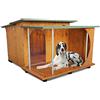ORIGINAL LEGNO Acquista in Fabbrica Cuccia in Legno con veranda per Cani da Esterno Tendina Omaggio MADE IN ITALY mod. Italy E - Alano 121x140xH86