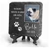 TULLUN Targa commemorativa in Pietra Ardesia Quadrata Personalizzata Grigio Scuro per Animali Domestici + Supporto - Dimensioni 10x10 cm - Due Zampe Stampa Foto