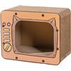 Generic Casa tiragraffi per gatti a forma di TV, ondulato | 40 x 22 x 31 cm grande cartone tiragraffi protezione per mobili arricchimento gioco esercizio noia piccoli animali interni