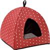 Baroni Home Lettino Cuccia Cane Gatto a Piramide Base Rossa Cuori, Cuscino imbottito, lavabile 40x40x36 cm