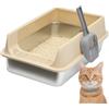 Generic Grande lettiera per gatti, lettiera per gatti chiusa, in acciaio inox, grande vassoio con paletta, forniture per animali domestici per interni controllo degli odori per gattini, casa, soggiorno