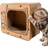 Quorvex Grande Graffiatoio Cartone Per Gatti - 40x22x31cm Grande Casa Graffiatoi Per Gatti | Protezione Per Mobili Da Interni | Interattivi Per Arrampicata Animali Domestici