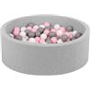 Petsona Piscina per Cani E Gatti in Morbida Schiuma Piscina per Cani 90X30cm/200 Palline Colorate Area Giochi per Cani E Gatti Fodera Rimovibile E Lavabile, Grigio Chiaro: Bianco/Grigio/Rosa Chiaro