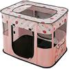 Hixingo Recinto per Cuccioli, Gabbia per Cani et Gatti, Recinzione per Animali da Usare da Esterno e Interno, Pieghevole e Portatile Kennel Cane, Facile da Montare Tenda (M,Rosa)
