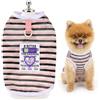 SMALLLEE_LUCKY_STORE Camicia per cani a righe in rete fresca per cani di taglia extra piccola maglietta elastica per cuccioli maglietta con toppa e anello a D gilet leggero senza maniche estate
