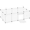YRHome Recinzione a griglia per conigli, porcellini d'India, gabbia per piccoli animali, con porta a ruota libera, per interni ed esterni, 145 x 75 x 48 cm, trasparente