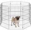 PawHut Recinto per Cani Pieghevole in Metallo, Recinto Espandibile per Animali con Picchetti per Interni ed Esterni, 50 x 80 cm, 8 Pannelli, Nero