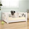 Homgoday Letto per cani bianco 65,5 x 50,5 x 28 cm in legno massello di pino, letto per cani grande letto per gatti e cuccioli, divano letto per cani, tappetino per cani per animali domestici di