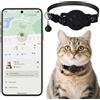 Drqzwp Collare Gps gatto, Gps per Gatti Senza SIM Senza Abbonamento, Localizzatore GPS per Gatto Funziona con goo- gle Find My (solo Android) (Collare + localizzatore nero)
