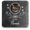 TULLUN Targa commemorativa personalizzabile per animali domestici, gatti, cani, in ardesia, con cornice in pietra e zampe, dimensioni 10,2 x 10,2 cm o 100 x 100 mm, floreale