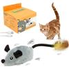 Fyeme Giocattolo elettrico per gatti con coda di piuma, mouse elettrico con luce a LED, USB, giocattolo interattivo, mouse per gatti e cani (grigio)