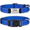 MENKËLL - Collare personalizzato per cani, gatti regolabile e riflettente, in nylon resistente, con incisione laser targhetta in metallo, nome, indirizzo, varie misure (ROYAL, S: 33-43cm)