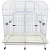 Pet's Solution - Grande Gabbia Pappagallo con Divisorio, per Uccelli di Grandi Dimensioni, con Posatoi, Ciotole e Ruote, Bianca, White Space