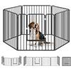 PawHut Box per Cani in Acciaio 6 Pannelli Modulabili 164x83x80 cm Nero | Taglia Piccola, Media, Uso Interno ed Esterno, Cancello per Cani, 7 Picchetti