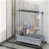 Dalumian Portaspassole mobile, Organizzatore del portaspassole con ruote freno, Rack torre strumento cortile, Rack strumento di pulizia inossidabile per scuole di garage Alberghi(10 slots)