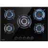 Klarstein Piano Cottura, Fornello Integrato 10400W, in Vetro e Acciaio Inossidabile per Cucina, 5 Fuochi Gas GPL