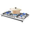 Kanbihao Fornello a Gas 5 Fuochi, Piano Cottura per Camper/RV/Cucina da Campeggio, Accensione Elettronica a Batteria, Inox, per GPL e Metano