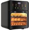 Generic Forno combinato con tostapane a convezione, friggitrice Smart Air, 1350 W, con touchscreen digitale a LED, funzioni 8 in 1 per 1-3 persone, compatto con finestra di visualizzazione