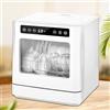 KONGQXIAA Lavastoviglie Portatile da Piano con Serbatoio Integrato 5L & Adattatore Rubinetto, 3 Programmi, Asciugatura ad Aria, per Appartamenti, Camper, Dormitori, Piccole Cucine, S White 8-person basic style