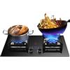 KKJPL Cucina a gas 2 bruciatori, 7,2 kW, 9 cavità, fuoco grande, doppio lato, temporizzazione indipendente, con protezione antispegnimento, adatta for la cucina di casa(NG)