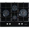 Cata | Placca vetro gas | Modello LCIB 6031 BK | 4 Bruciatori a gas | Piano di lavoro a gas butano | Larghezza di 64 cm | Colore nero