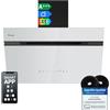 KKT KOLBE A+++ Cappa aspirante da 80 cm 782 cbm/h, ricircolo, senza testa, cappa da parete | vetro bianco nero | retromarcia automatica | APP WiFi intelligente | SensorTouch |