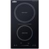 SUMMIT APPLIANCE Summit SINCH115V2B - Piano cottura a induzione, 30 cm, 2 zone di cottura, 115 V, con blocco di sicurezza di 30 minuti, compatibile con ADA, colore: Nero