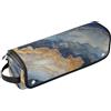 KLL Organizer 2 in 1 per strumenti per capelli, tappetino resistente al calore, con cerniera, per ferro arricciacapelli, per ferri da stiro, piastre da stiro, ferri arricciacapelli, marmo, blu navy, beige