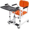 Fridgestea Sollevatore idraulico per pazienti con sedia per WC, ruote con freni, seduta divisa a 180°, regolabile in altezza, fino a 150 kg (arancione)