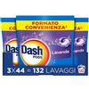 Dash Pods Detersivo Lavatrice In Capsule, 132 Lavaggi (3x44), Lavanda, Rimuove Le Macchie, Igienizza, Dona Freschezza, Brillantezza Per I Capi