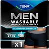 TENA MEN Boxer Protettivi Lavabili e Riutilizzabili, Studiati per Gocce e Perdite Urinarie Leggere, Boxer Assorbenti per Uomo a Rapido Assorbimento, Colore Nero, Taglia L