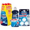 Finish Kit Lavastoviglie; Powergel Detersivo Lavastoviglie Fresh 90 Lavaggi, 1 Curalavastoviglie a ciclo pieno da 3 Pastiglie, 1 Brillantante Regular da 500ml