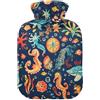 ODAWA Sea Life Fun - Borsa dell'acqua calda con rivestimento in velluto, per alleviare il dolore, 2 l, colore: blu navy