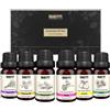 BRUBAKER Cosmetics Set di 6 Oli Essenziali Aromaterapici 6 X 10 ML Natural - Patchouli Sage Ylang-Ylang Cardamon Argan Tea Tree - Olio Profumato per Diffusore Umidificatore Massaggio