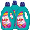 Der General General Color Detersivo Liquido 5in1 per Lavatrice 60 Lavaggi Azione Scioglimacchia per Capi Colorati Protegge Brillantezza Profumo alla Lavanda - 3 Flaconi da 2,7L Ognuno