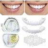 Brigtviee 2 Paia Protesi Dentale Superiori E Inferiori Denti Finti Snap on Faccette Dentali Dentiera Denti Perfetti per Copertura Denti Mancanti O Rotti