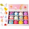 Generico Bombe Bagno con Giocattoli Interno, 12 Pezzi Palline Sali Bagno Fatte Mano per Uomo Donna, Bombe Bagnos Naturali con Giocattoli Animali Interno, Divertenti Palline Sali Bagnos Figure Animali