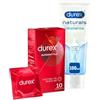 Durex Preservativi Supersottile 10 Profilattici Regular Fit vestibilità regolare + Durex Gel Lubrificante Naturals Acido Ialuronico