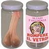 realGOOS Vasetto barattolo divertente simpatico con organo pisello ed etichetta stampata con scritta IN CASO DI ASTINENZA ROMPERE IL VETRO sexy gadget per adulti 18+