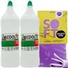 FEI FAN SET: Alcool Etilico Denaturato 70° Speciale, Ideale Per Igienizzare Tutte Le Superfici Compatibili 1000ml + Panno SOFT In Lattice, Formato 30x30cm (2 Flaconi + 1 Panno)