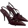 ERHTGUO Sandali con tacco alto da donna, alla moda, fibbia, bassi(Burgundy6cm,35)