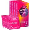 Durex 4x Preservativi Durex Pleasure Max Forma Easy-On con Rilievi e Nervature Stimolanti in Lattice di Gomma Naturale Extra Lubrificati Vestibilità Regular Spessi - 4 Confezioni da 6 Pezzi
