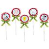 irpot 12 Lecca Lecca Spirale da 30gr + 12 Targhette/Toppers per Festa a Tema (Fattoria/Fun Farm)