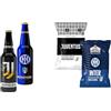 Bombeer PARTITA JUVENTU.S VS INTE.R 2 Bottiglie da 33cl + 2 Patatine da 25gr - 1 Bottiglia e 1 Patatina per Squadra - Birra Originale By Christian Vieri - Puro Malto Bottiglie di Vetro - Made in Italy