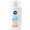 NIVEA SUN Fluido Diario con Colore FPS 50+40 ml, crema solare viso con acido ialuronico, licocalcón A e niacinamide, crema solare viso ultra leggera, protezione solare con effetto opaco, tono chiaro